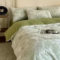 北欧复古风全棉床上四件套新款加厚磨毛四件套单被罩三件套