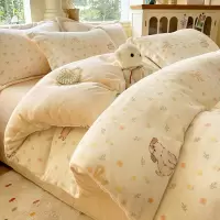 新款卡通牛奶绒床上四件套秋冬加厚珊瑚绒床单被套罩加绒床品