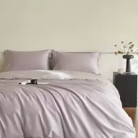 轻奢100支纯棉长绒棉四件套双拼100%全棉贡缎床单四件套纯色被套