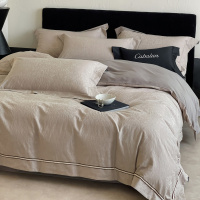 秋冬长绒棉加厚磨毛四件套简约提花被套床单纯棉主卧床上用品