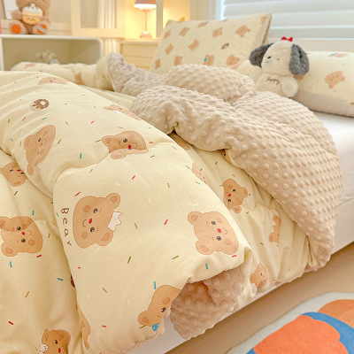 新款豆豆被子冬被儿童宿舍加厚保暖春秋被冬季棉被芯四季通用