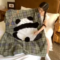 秋冬牛奶绒毯子仿羊绒毛毯午睡毯贴布绣花办公室披肩毯沙发盖腿毯