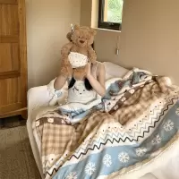 ins卡通少女心小清新牛奶绒毛毯午休毯盖毯秋冬卧室沙发休闲毯子