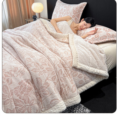 冬季牛奶绒毛毯办公室午睡沙发床上盖毯花贝贝绒加厚空调小毯子
