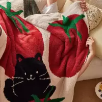 卡通针织半边绒毛毯可爱装饰沙发毯办公室单人空调毯儿童午睡毯子