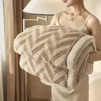 塔芙绒毛毯沙发盖毯办公室午睡毯空调毯子三层提花珊瑚绒加厚保暖