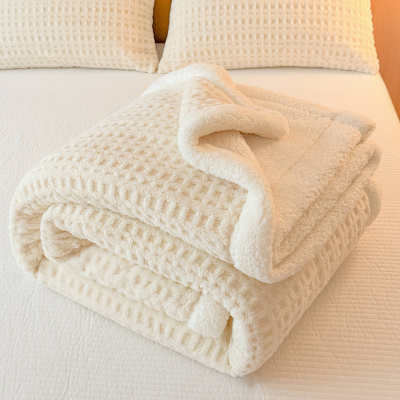 提花羊羔绒毛毯加厚冬季新款珊瑚绒小毯子办公室午睡披肩沙发盖毯