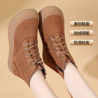 复古磨砂皮雪地靴秋冬季新款厚底耐磨软底休闲百搭加绒女棉鞋