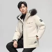 冬季工装羽绒服潮牌大毛领连帽户外休闲加厚保暖青年羽绒服外套男