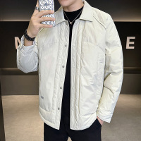 冬季白鸭绒羽绒服男潮流翻领男士保暖纯色休闲百搭轻薄羽绒服外套