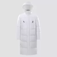 户外男装冬季新款白鸭绒羽绒服男女同款过膝加厚保暖纯色连帽外套