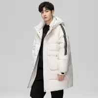 男装冬季潮牌三条杆连帽中长款羽绒服可二开休闲百搭男士外套