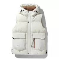 羽绒马甲男秋冬季新款白鸭绒男士休闲保暖连帽无袖背心马夹男外套