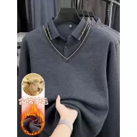 男士高端秋冬假两件T恤加厚中老年针织衫商务时尚爸爸打底羊毛衫