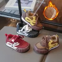 儿童棉鞋秋冬加绒休闲轻便软底低帮运动鞋防滑耐磨百搭德训鞋
