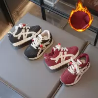 儿童皮面德训鞋秋冬加绒新款百搭舒适保暖阿甘鞋复古运动鞋