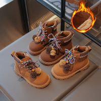 儿童皮靴秋冬新款男童复古马丁靴韩版女童磨砂革流苏时装靴