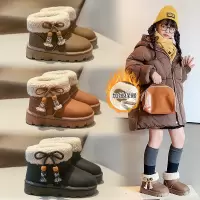 冬季新款儿童雪地靴男孩女童加厚加绒保暖学生中筒轻便棉鞋子
