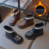 女童靴子冬季新款儿童加绒保暖棉鞋女孩时尚百搭短靴防滑耐磨