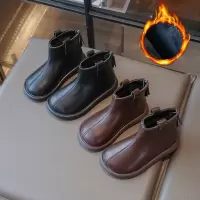 女童靴子秋冬新款儿童短靴加绒马丁靴宝宝皮靴时尚百搭二棉靴