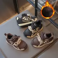 秋冬新款男童运动鞋中大童儿童休闲阿甘鞋加绒软底防滑德训鞋