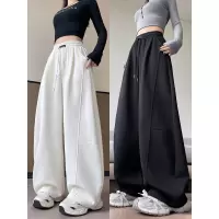 阔腿裤女春秋季新款宽松直筒黑色运动卫裤休闲爵士舞裤子