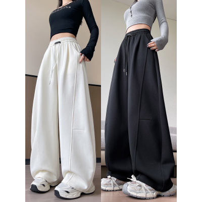 阔腿裤女春秋季新款宽松直筒黑色运动卫裤休闲爵士舞裤子
