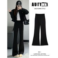 微喇西装裤女春秋新款高腰显瘦垂感高级感小个子黑色喇叭裤子