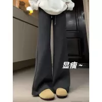 灰色喇叭运动裤子女春秋新款高腰显瘦休闲运动小个子微喇卫裤