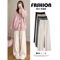 糯米裤女秋冬季新款白色加绒直筒慵懒松弛感宽松显瘦阔腿裤子