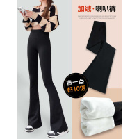 加绒微喇鲨鱼裤女外穿秋冬季加厚棉裤高腰提臀瑜伽大码喇叭打底裤