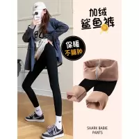 加绒鲨鱼裤女外穿冬季新款加厚保暖裤紧身棉裤秋冬黑色打底裤