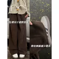 咖色山本裤女春秋季新款直筒宽松慵懒风美拉德灯芯绒阔腿裤子