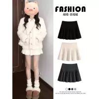 毛呢细褶jk短裙子女秋冬新款高腰显瘦a字裙小个子百褶半身裙