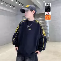 儿童装男童冬季一体加绒卫衣新款男孩加厚大童秋冬款保暖上衣