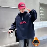 儿童装男童冬装加绒连帽卫衣新款中大童秋冬款男孩加厚冬季潮