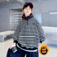 男童一体加绒厚卫衣秋冬款新款连帽冬装大儿童装冬季长袖上衣