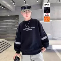 男童加绒卫衣秋冬新款中大童打底衫一体绒儿童冬季上衣加厚潮