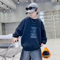 男童加绒卫衣秋冬新款大童冬装一体绒上衣加厚儿童冬季打底衫