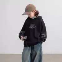 男童加绒卫衣秋冬款新款大男孩冬装儿童冬季一体加厚连帽上衣