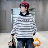 男童加绒卫衣秋冬款新款大童冬装儿童装冬季一体加厚连帽上衣