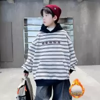 男童加绒卫衣秋冬款新款大童冬装儿童装冬季一体加厚连帽上衣