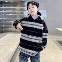 男童加绒卫衣秋冬款新款男孩冬装加厚儿童装连帽羊羔绒毛毛衣