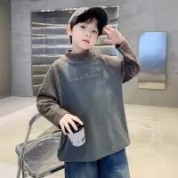 男童德绒打底衫秋冬新款中大童半高领内搭潮T儿童拼色长袖T恤