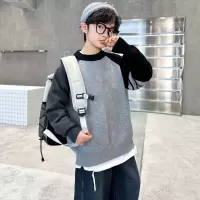 男童毛衣秋冬款新款男孩加厚拼接冬季儿童针织帅气时髦上衣潮