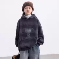 男童秋冬款加绒加厚卫衣新款中大儿童男孩宽松潮酷帽衫帅百搭