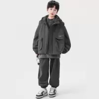 男童冬装加厚套装新款中大童秋冬款男孩夹棉马甲冬季三件套潮