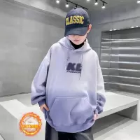 男童加绒卫衣秋冬款新款中大童冬装打底衫儿童冬季一体绒上衣