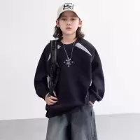 男童加绒卫衣秋冬款新款大男孩冬装儿童冬季一体加厚打底上衣