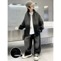 男童加绒套装新款中大童秋冬款两件套帅气冬装儿童冬季加厚潮